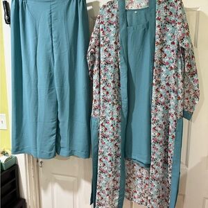 Floral Kimono and Pants Set